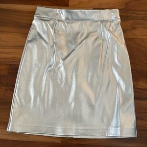 Silver leather material skirt